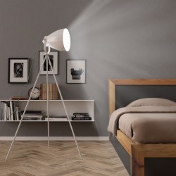 vidaXL Lámpara de trípode de pie metal blanco E27