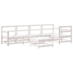 vidaXL Juego de muebles de jardín 6 piezas madera maciza pino blanco