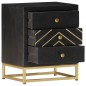 vidaXL Mesita de noche madera maciza mango negro y dorado 40x30x50cm vidaXL Mesita de noche madera maciza mango negro y dorado 40x30x50cm