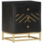 vidaXL Mesita de noche madera maciza mango negro y dorado 40x30x50cm vidaXL Mesita de noche madera maciza mango negro y dorado 40x30x50cm