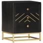 vidaXL Mesita de noche madera maciza mango negro y dorado 40x30x50cm vidaXL Mesita de noche madera maciza mango negro y dorado 40x30x50cm