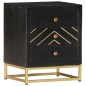 vidaXL Mesita de noche madera maciza mango negro y dorado 40x30x50cm vidaXL Mesita de noche madera maciza mango negro y dorado 40x30x50cm