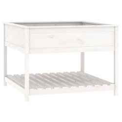 vidaXL Jardinera de estante madera maciza pino blanca 111,5x111,5x81cm