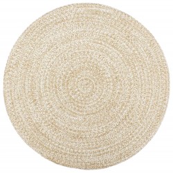 vidaXL Alfombra hecha a mano de yute marrón y blanco 240 cm