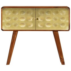 vidaXL Aparador de madera maciza de sheesham y dorados 90x30x77 cm