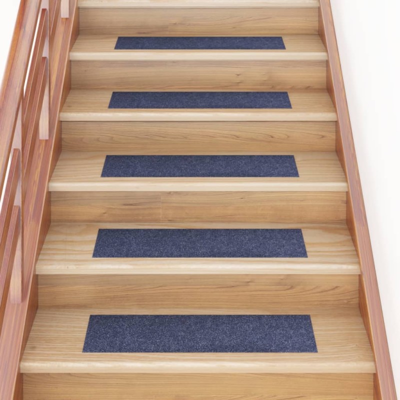 vidaXL Alfombrilla autoadhesiva escalera 15 uds gris azul 76x20 cm vidaXL Alfombrilla autoadhesiva escalera 15 uds gris azul 76x20 cm