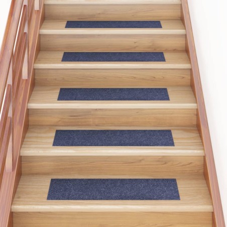 vidaXL Alfombrilla autoadhesiva escalera 15 uds gris azul 76x20 cm