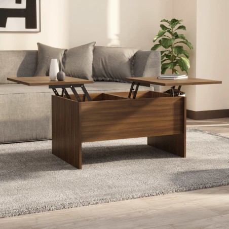 vidaXL Mesa de centro madera contrachapada marrón roble 80x50x42,5 cm