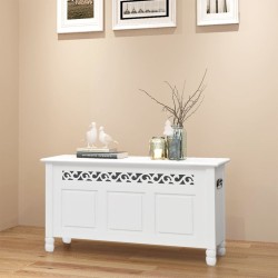 vidaXL Banco de almacenamiento estilo barroco MDF blanco