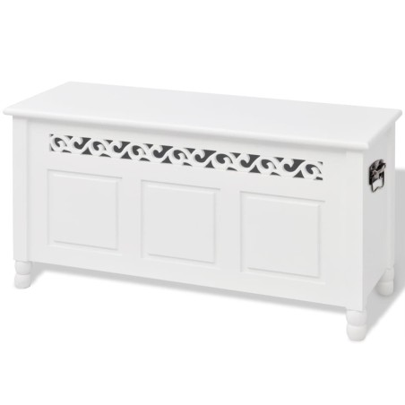 vidaXL Banco de almacenamiento estilo barroco MDF blanco