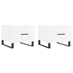 vidaXL Mesa de centro 2 uds madera ingeniería blanco brillo 50x50x40cm