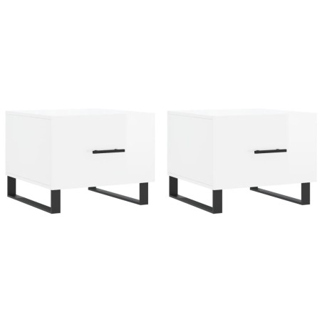 vidaXL Mesa de centro 2 uds madera ingeniería blanco brillo 50x50x40cm