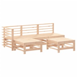 vidaXL Juego de sofás de jardín 5 piezas madera maciza de pino