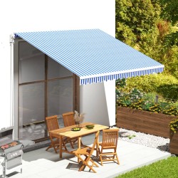 vidaXL Tela de repuesto para toldo azul y blanco 4x3,5 m