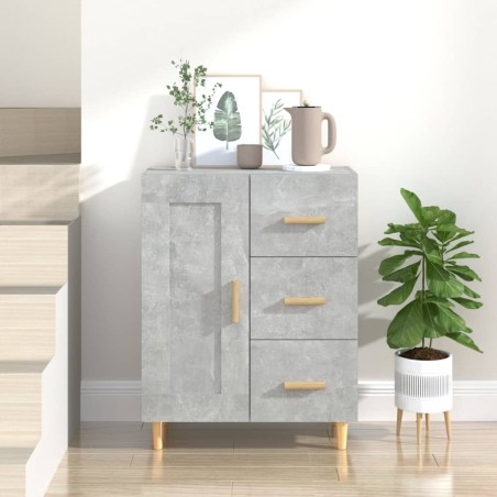 vidaXL Aparador de madera contrachapada gris hormigón 69,5x34x90 cm