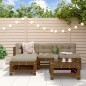 vidaXL Juego de sofás de jardín 5 pzas madera maciza pino marrón miel vidaXL Juego de sofás de jardín 5 pzas madera maciza pino marrón miel