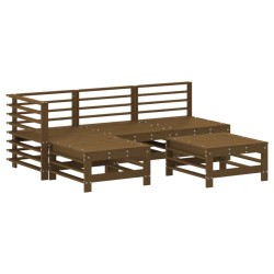 vidaXL Juego de sofás de jardín 5 pzas madera maciza pino marrón miel