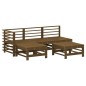 vidaXL Juego de sofás de jardín 5 pzas madera maciza pino marrón miel vidaXL Juego de sofás de jardín 5 pzas madera maciza pino marrón miel