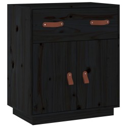 vidaXL Aparador de madera maciza de pino negro 65,5x40x75 cm