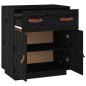 vidaXL Aparador de madera maciza de pino negro 65,5x40x75 cm vidaXL Aparador de madera maciza de pino negro 65,5x40x75 cm