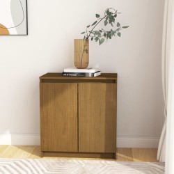 vidaXL Armario auxiliar madera maciza de pino marrón miel 60x36x65 cm