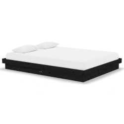 vidaXL Estructura de cama doble madera maciza negro 135x190 cm