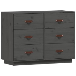 vidaXL Aparador de madera maciza de pino gris 100x40x75 cm