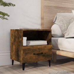 vidaXL Mesita de noche madera contrachapada color roble ahumado
