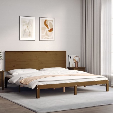 vidaXL Estructura cama y cabecero madera maciza marrón miel 200x200 cm