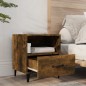 vidaXL Mesita de noche madera contrachapada color roble ahumado