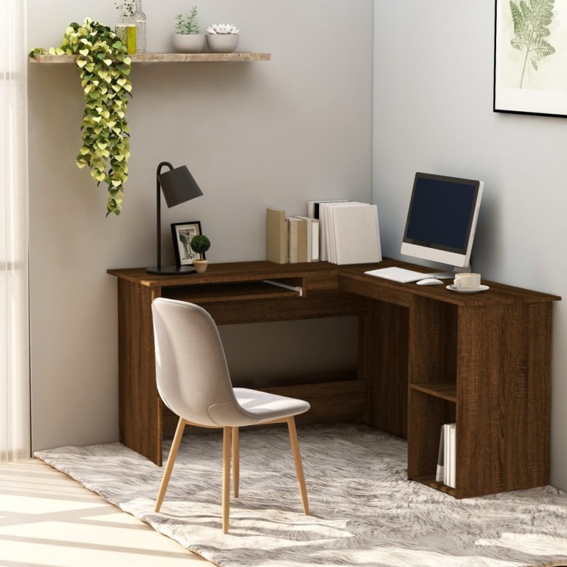 vidaXL Escritorio de esquina madera contrachapada marrón 120x140x75 cm vidaXL Escritorio de esquina madera contrachapada marrón 120x140x75 cm