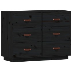 vidaXL Aparador madera maciza de pino negro 100x40x75 cm