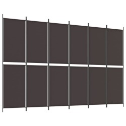 vidaXL Biombo divisor de 6 paneles de tela marrón 300x200 cm