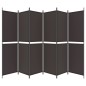 vidaXL Biombo divisor de 6 paneles de tela marrón 300x200 cm vidaXL Biombo divisor de 6 paneles de tela marrón 300x200 cm