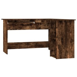 vidaXL Escritorio esquina madera contrachapada roble humo 120x140x75cm