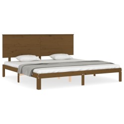 vidaXL Estructura cama y cabecero madera maciza marrón miel 200x200 cm