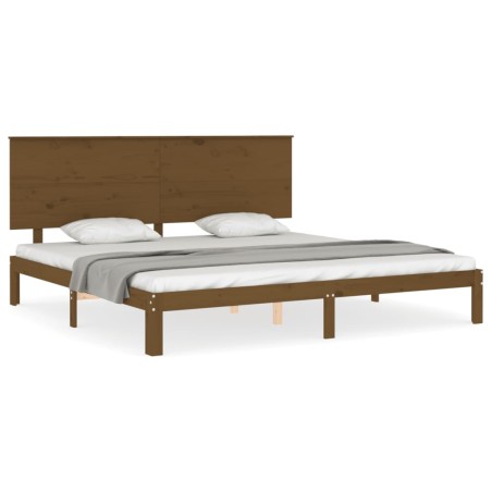 vidaXL Estructura cama y cabecero madera maciza marrón miel 200x200 cm