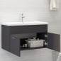 vidaXL Armario para lavabo madera contrachapada gris 80x38,5x46 cm vidaXL Armario para lavabo madera contrachapada gris 80x38,5x46 cm