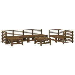 vidaXL Juego muebles de jardín 8 pzas madera maciza pino marrón miel