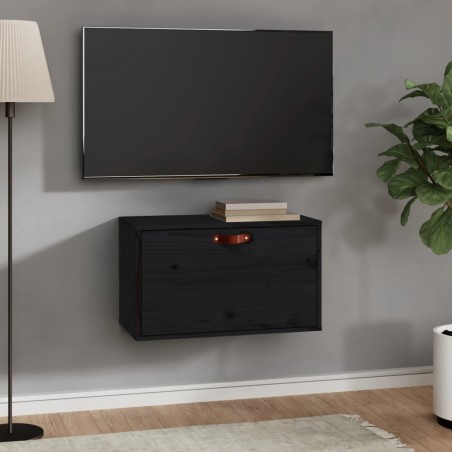 vidaXL Armario de pared de madera maciza de pino negro 60x30x35 cm