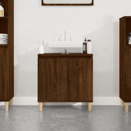 vidaXL Armario de lavabo madera contrachapada roble marrón 58x33x60 cm
