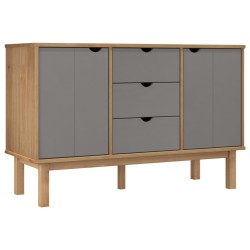 vidaXL Aparador OTTA madera maciza pino marrón y gris 113,5x43x73 cm