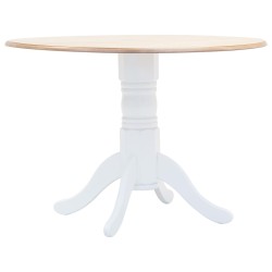 vidaXL Mesa de comedor de madera maciza de caucho blanco marrón 106 cm