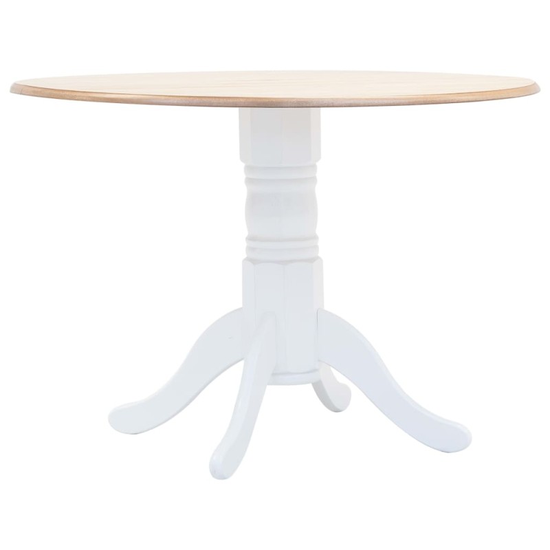 vidaXL Mesa de comedor de madera maciza de caucho blanco marrón 106 cm vidaXL Mesa de comedor de madera maciza de caucho blanco marrón 106 cm