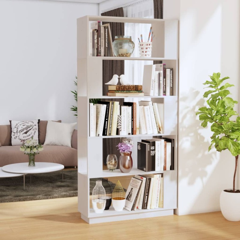 vidaXL Estantería/divisor de espacios madera pino blanco 80x25x163,5cm vidaXL Estantería/divisor de espacios madera pino blanco 80x25x163,5cm