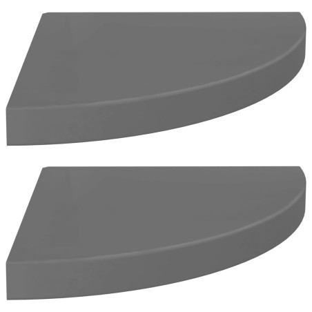 vidaXL Estantes flotantes esquina 2 uds MDF gris brillo 35x35x3,8 cm