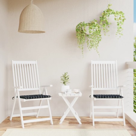 vidaXL Cojines de silla de jardín 2 uds tela a cuadros negro 50x50x3cm