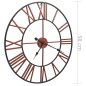 vidaXL Reloj de pared de metal rojo 58 cm vidaXL Reloj de pared de metal rojo 58 cm