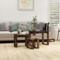 vidaXL Mesas apilables 3 pzas madera contrachapada color roble ahumado vidaXL Mesas apilables 3 pzas madera contrachapada color roble ahumado