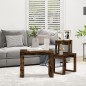 vidaXL Mesas apilables 3 pzas madera contrachapada color roble ahumado vidaXL Mesas apilables 3 pzas madera contrachapada color roble ahumado